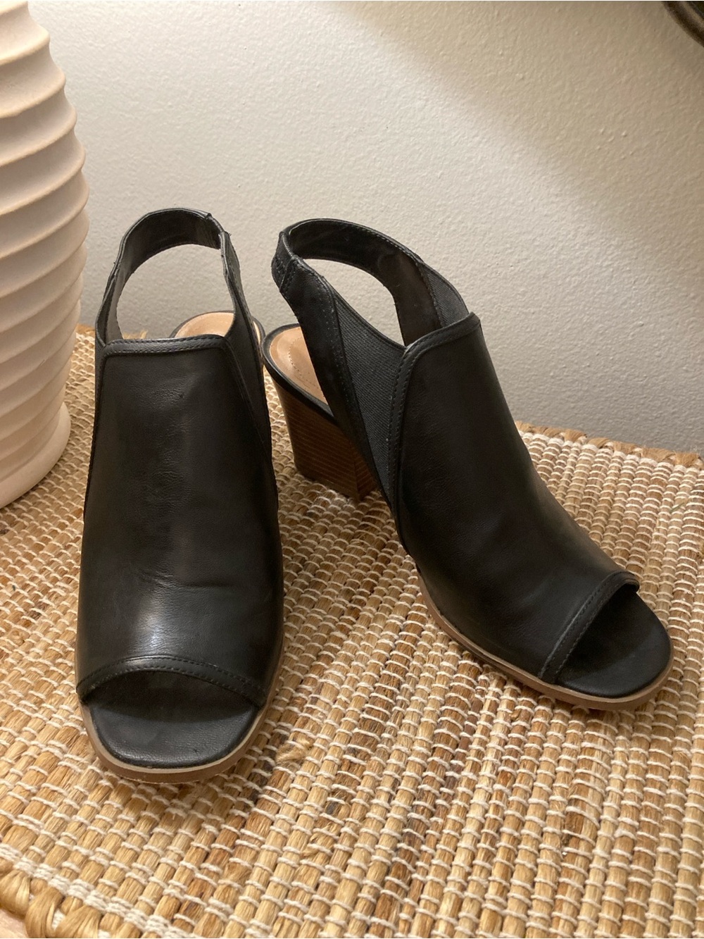 Style & Co. Black Peep-Toe Slingback Block Heel Sandals 10